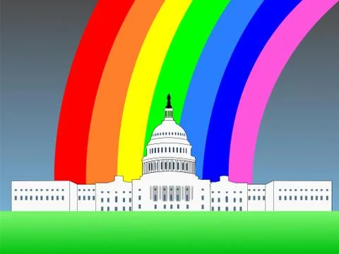 Us capitol building with rainbow Ilustración de archivo