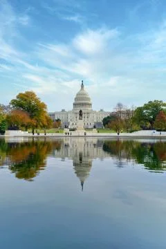 U.S. Capitol Building reflection. With copyspace for text. Stock Photos