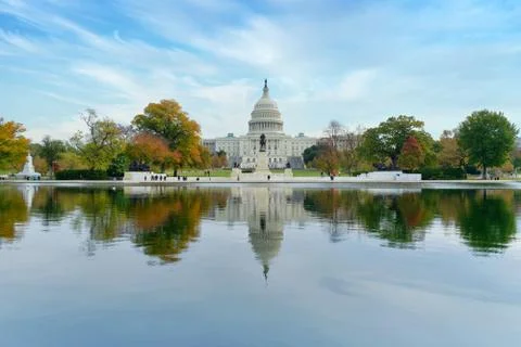 U.S. Capitol Building reflection in the Reflecting Pool Stock Photos