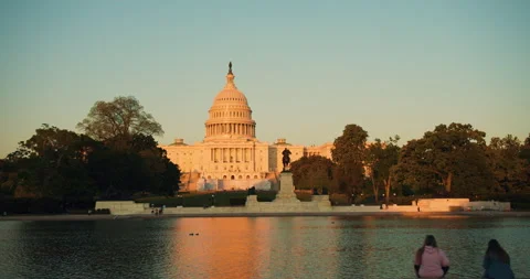 U.S. Capitol Building at Sunset Stock Footage