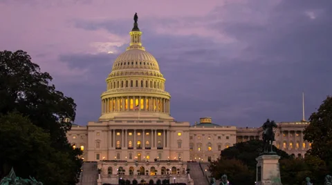US Capitol Building Time-lapse Dusk Close-up Stock Footage