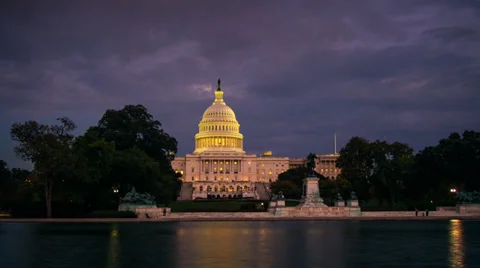 US Capitol Building Time-lapse Dusk Wide Stock Footage