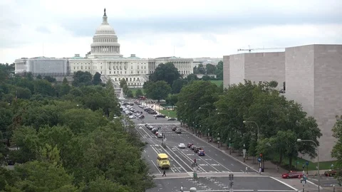 The US Capitol building viewed from the Newseum roof, Washington DC, USA. Stock Footage