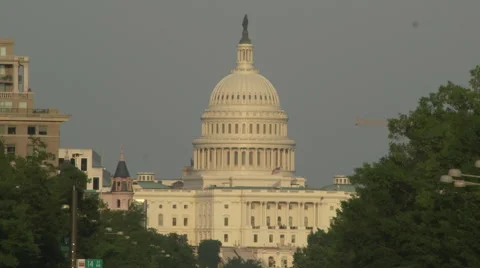 US Capitol Building, Washington, DC - Truck Drives By Stock Footage 47061887