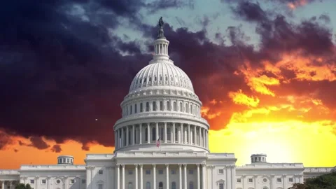 The US Capitol building in Washington, D.C. at sunset. Stock Footage 175818394