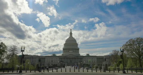 US Capitol Building in Washington DC with Afternoon Clouds Stock Footage 334209316