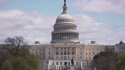 US Capitol Building West Front People Traffic DC Stock Footage 309023553