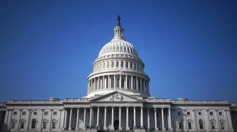 US Capitol Building, wide shot with clear blue sky for keying Stock Footage 46943389