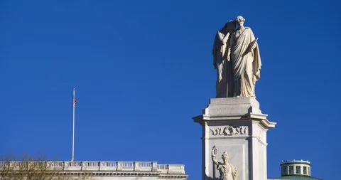 US Capitol Close Up Peace Statue Monument with Flag 20180205 Stock Footage 85516573