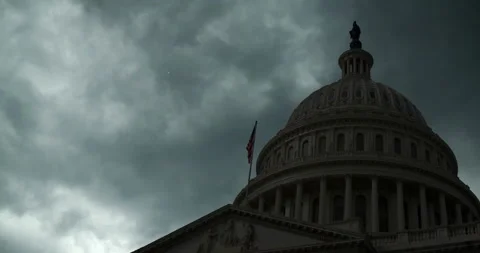Us Capitol Dome dark clouds in strong wind Stock Footage 155059733