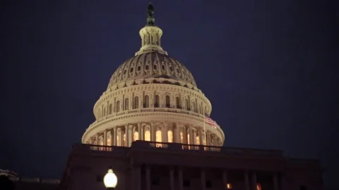US Capitol dome at night Video stock 78822083