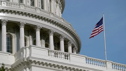 US Capitol Dome in Washington DC Close Up of Flag and Dome Stock-Footage 112040213