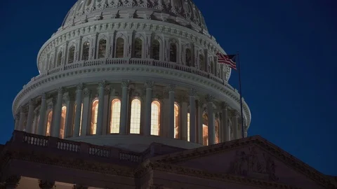 US Capitol Done at Night Stock Footage