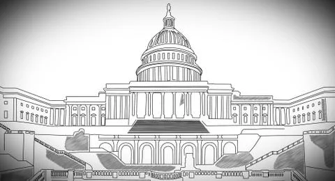 US Capitol handdraw design Stock Illustration
