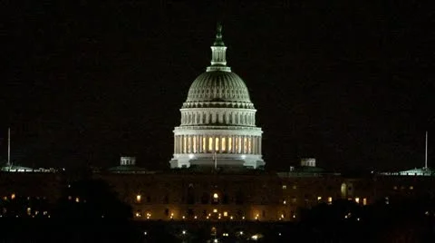 U.S. Capitol at Night Stock Footage 12549097