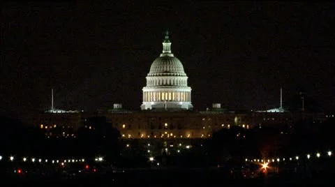 U.S. Capitol at Night Stock Footage 12576988
