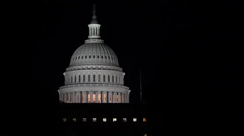 US Capitol Night Stock Footage 61543625