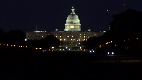 U.S. Capitol at night Stock Footage 289867944