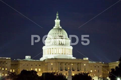 Us capitol in the night Stock Photos