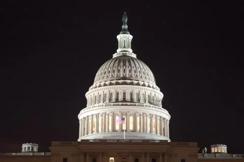 The us capitol in the night Stock Photos