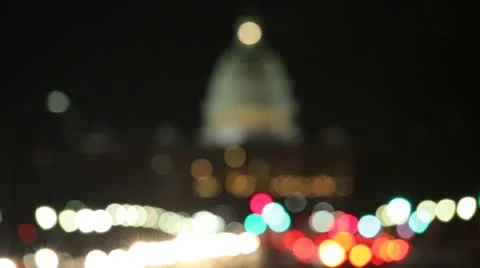 US Capitol at night rack focus Washington DC Video stock 21442192