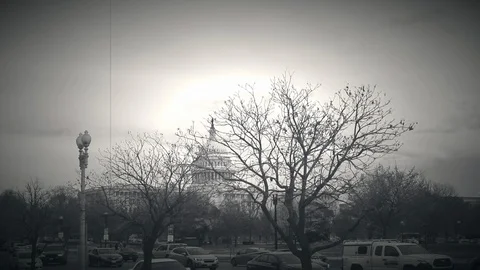 U.S. Capitol Old Fashioned Syle Film Stock Footage 126250796