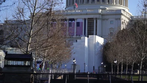 US Capitol prepering to inaugiration constraction Stock-Footage 146534953