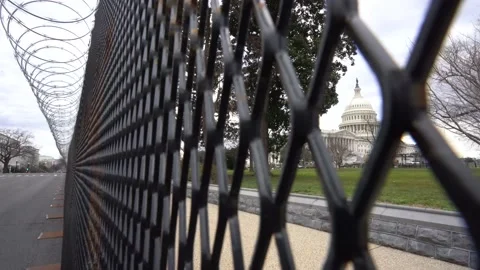 US Capitol Protective Measures Stock Footage 148288643