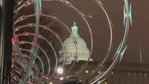 US Capitol Protective Measures Video stock 154503240