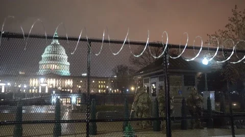 US Capitol Protective Measures with National Guard Video stock 148288599