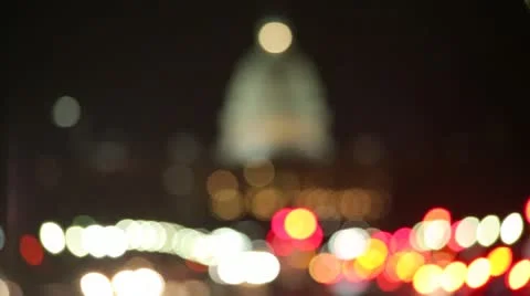 US Capitol rack focus at night Washington DC Stock Footage 21455317