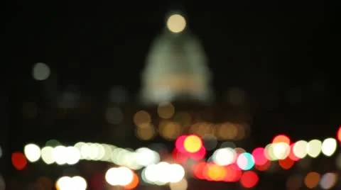 US Capitol rack focus at night Washington DC 25p Stock Footage