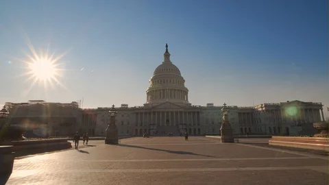US Capitol - Rear - Cinematic Sunset 1 - Dolly Shot - Push In 4k Stock Footage