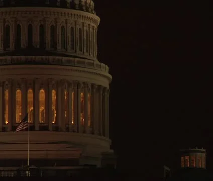 US Capitol Rotunda at night, offset left Stock Footage 12033190