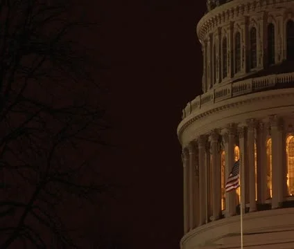 US Capitol Rotunda at night, offset right Stock Footage 12033221