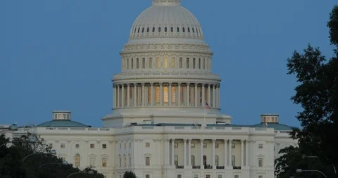 US Capitol in Washington DC evening Stock Footage 114199015