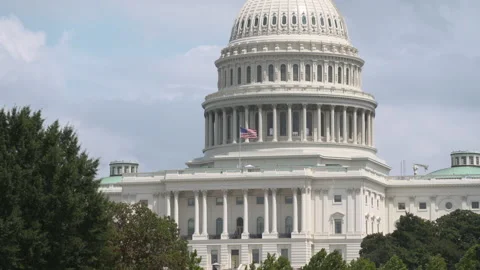 US Captiol with a flag in 4K Video stock 130591629