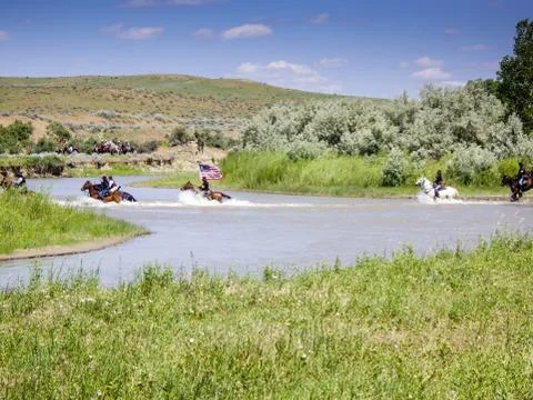 Us cavalry forge the river Stock Photos