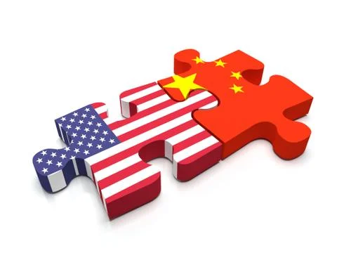 US - China Puzzle Illustrazione stock