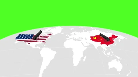 US-CHINA Trade war Open Cannon fires Green Screen Stock Footage 306505407