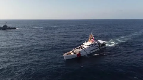 U.S. Coast Guard Benjamin Bottoms sailing in Pacific Ocean Stock Footage 281154553
