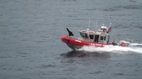 US Coast Guard boat island   Stock Footage