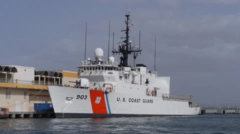 Us coast guard cutter ship Harriet Lane (WMEC 903) Stock Footage 40029084