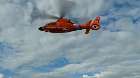 U.S. Coast Guard Helicopter fly over Stock-Footage 35638068
