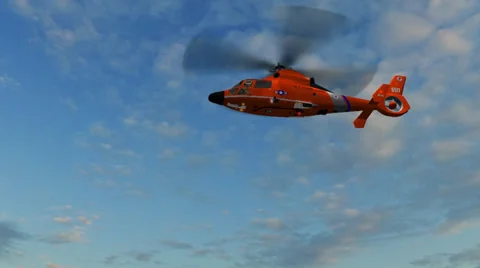U.S. Coast Guard Helicopter fly over 動画素材 35638127
