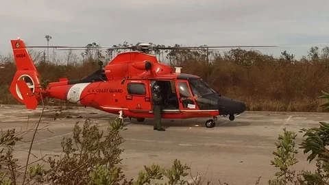 US Coast Guard Helicopter Landed in Freeport, Grand Bahama, Bahamas Stock Footage 117869313