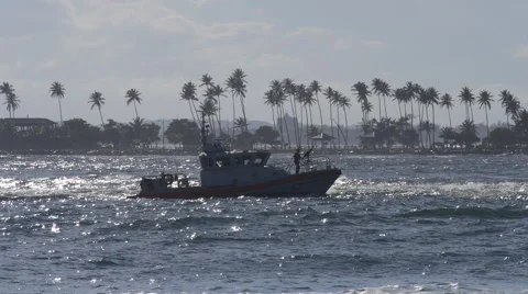 US Coast Guard machine gun armed escort patrol boat 4 Stock Footage 42950348