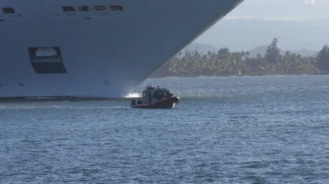 US Coast Guard machine gun armed escort patrol boat 2 Stock Footage 42954657