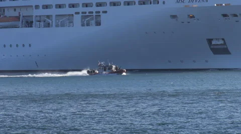 US Coast Guard  machine gun armed escort patrol boat 1 60p Stock Footage 42965479