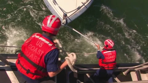 US Coast Guard securing line Stock Footage 62325850